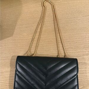 Amazon Black Crossbody Bag with Gold Chain